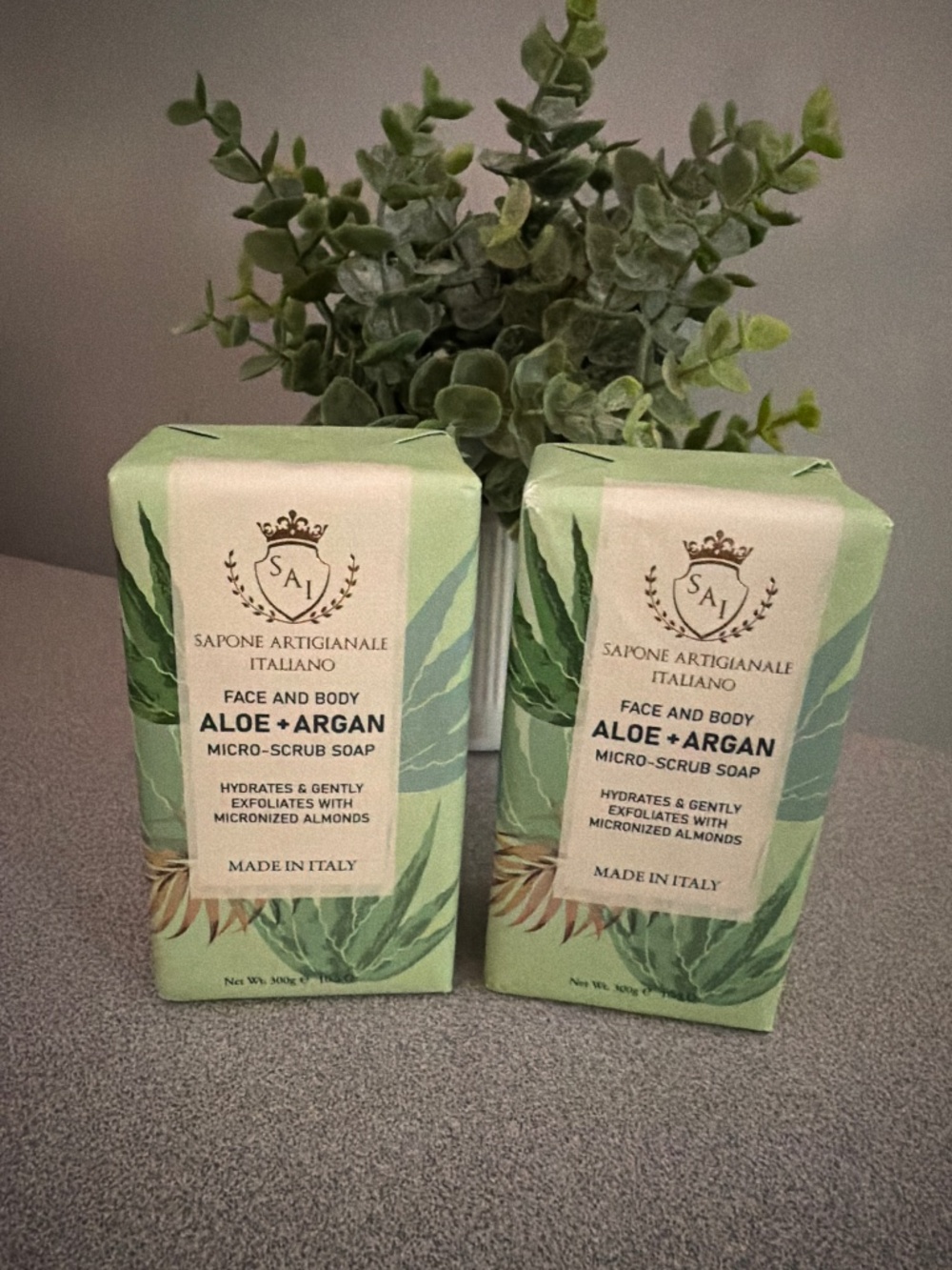 SAI Artisan ALOE + ARGAN Almond Face & Body Hydrating Micro-Scrub Soap
